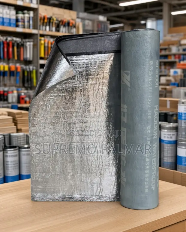 15m Self-Adhesive Waterproof Membrane - Aluminium Foil Bitumen Roll - 1