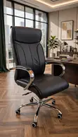 Executive Black Leather Office Chair - 1