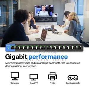 Linksys LGS116P 16-Port Gigabit PoE+ Unmanaged Switch