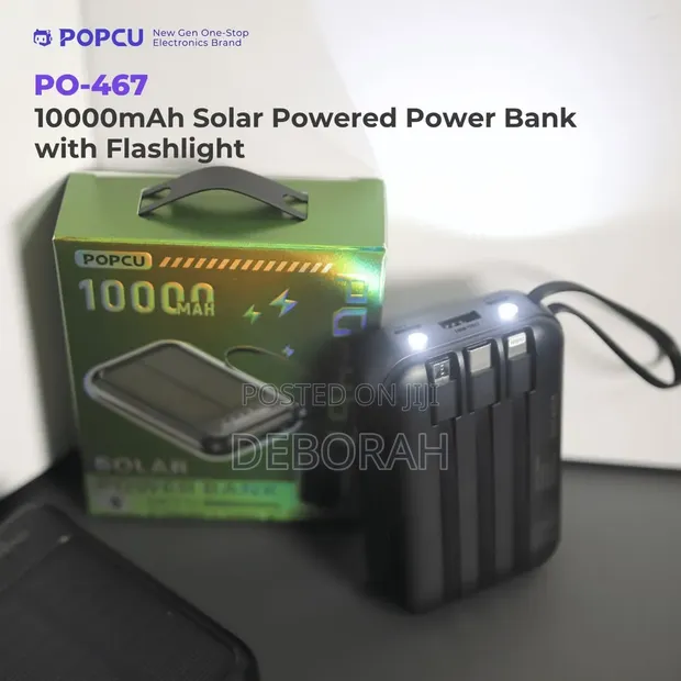 10000mAh Solar Power Bank with Flashlight - 1