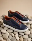 Navy Blue/Cream Zegna Triple Stitch Sneakers - 2