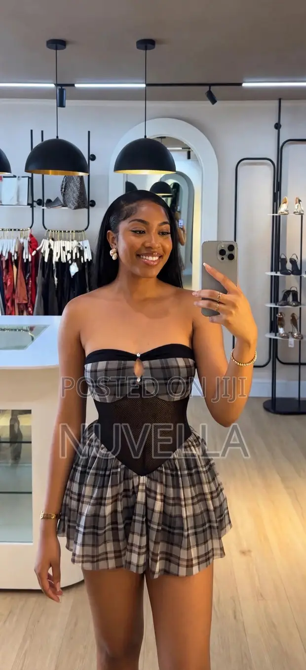 Plaid Corset Mini Dress - 1