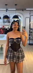 Plaid Corset Mini Dress - 1