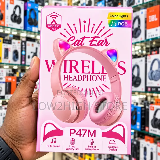P47M RGB Cat Ear Bluetooth 5.3 Wireless Headphones - 1