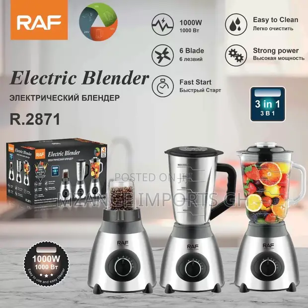 Quality RAF 3-in-1 Stainless Steel and Glass Blender Set - 1