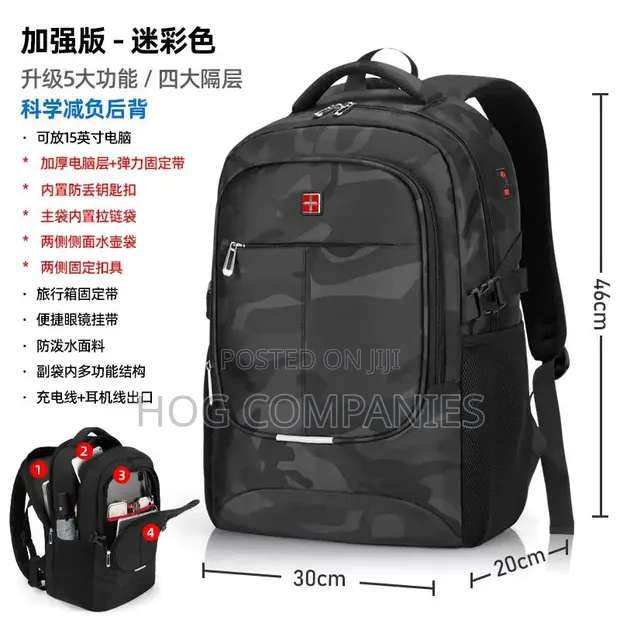 Fashionable Laptop Travel Backpack - Black - 1