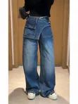 Ladies Baggy Jeans Trousers - Blue - 2