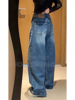 Ladies Baggy Jeans Trousers - Blue