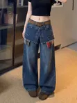 Ladies Baggy Jeans Trousers - Blue - 3