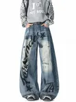 Ladies Baggy Jeans Trousers - Blue, Brand New - 1