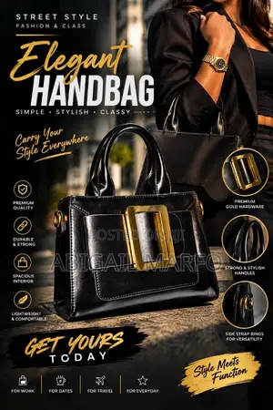 Premium Quality Handbag - Black Leather