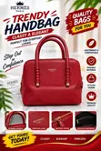Luxury Red Textured Leather Handbag - Elegant Tote - 1