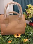 Ladies Mini Handbag - Beige Genuine Leather - 2