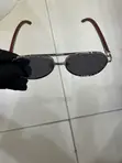 Cartier Dark Stainless Sunglasses with Silver Wood Handle - 4