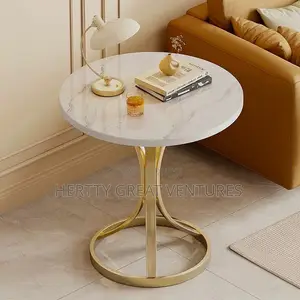 Elegant Round Coffee/Side Table - Marble Effect