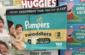 Pampers Swaddlers Ultra Day + Night Diapers (Size 2) - 180 Count