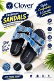 Clover Premium Distressed Denim Double-Buckle Slide Sandals - 1