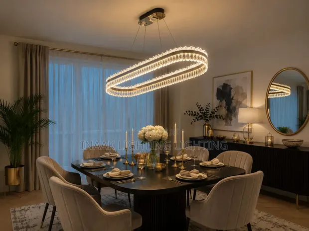 Luxury Oval Crystal Chandelier - Modern Dining Light - 1