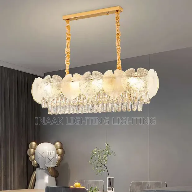Luxury Lotus Leaf Crystal Dining Chandelier - 1