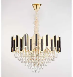 Luxury Modern Crystal Chandelier - Black & Gold