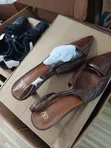 Zara Women's Brown Leather Pointed Toe Flats - Size 42 - 2