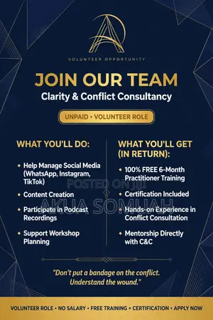 Volunteer Opportunity - CNC Clarity & Conflict Consultancy