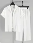 Men's 2-Piece Casual Set: Cuban Collar Shirt & Drawstring Pants - 2