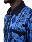 Men's Cobalt & Navy Batik African Print Shirt - 3