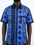 Men's Cobalt & Navy Batik African Print Shirt - 4
