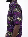 Men's Black & Purple Leaf African Print Shirt - 2