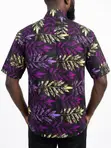 Men's Black & Purple Leaf African Print Shirt - 4