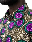 Men's Purple & Teal Circle African Print Shirt - 2