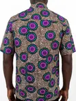 Men's Purple & Teal Circle African Print Shirt - 4