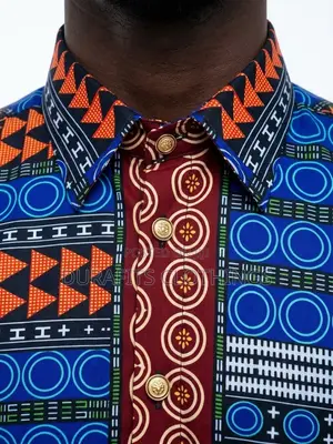 Men's Multi-Pattern Geometric African Print Shirt