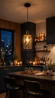 Amber Glass Cage Pendant Light - 1