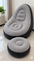 Inflatable Sofa Chair with Footstool & Pump - Grey/Black - 2