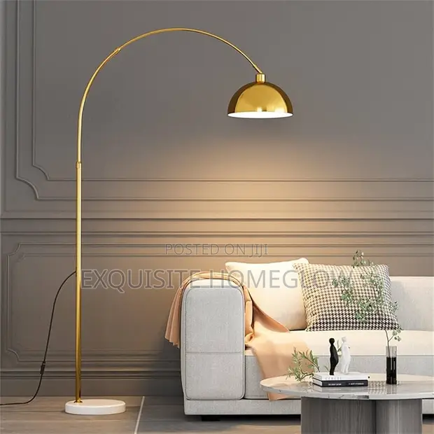 Artiss Modern Arched Floor Lamp - Brass Finish - 1