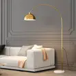 Artiss Modern Arched Floor Lamp - Brass Finish - 3