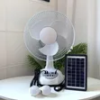 Portable Solar Rechargeable Table Fan with 2 LED Bulbs, 16-inch - 2