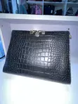 Ladies Classic Handbag - Black Genuine Leather - 3