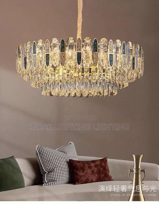 Luxury Round Crystal Chandelier - Crown Design GD - 1