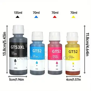 HP GT52/53 Ink Bottle - Black, Cyan, Yellow & Magenta