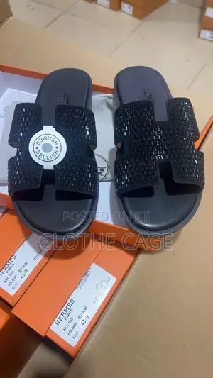 Hermes Crystal-Embellished Slide Sandals