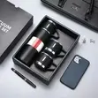 Premium 3-Piece Vacuum Flask & Cup Gift Set - Black - 1