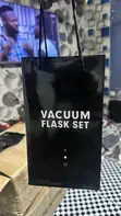 Premium 3-Piece Vacuum Flask & Cup Gift Set - Black - 3