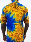 Men's Cobalt & Yellow Abstract African Print Shirt - 3