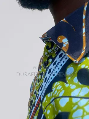 Men's Olive & Orange Scroll African Print Shirt