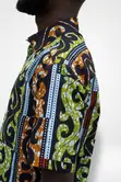 Men's Olive & Orange Scroll African Print Shirt - 3