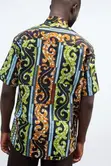 Men's Olive & Orange Scroll African Print Shirt - 4