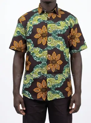 Men's Green Floral Wave African Print Shirt